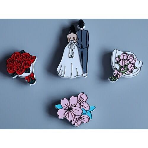 Bride and groom shape Flower Bouquet Pattern Silicone Mold Cake Mold Fondant Chocolate Mold Baking Tool Wedding Cake Decor