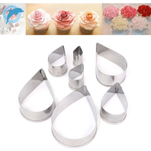 7Pcs/Set Drop Shape Stainless Steel Creative Cookie Mold Die Cut Mold Fondant Cake Mold Rose Petals Cutting Dropshipping
