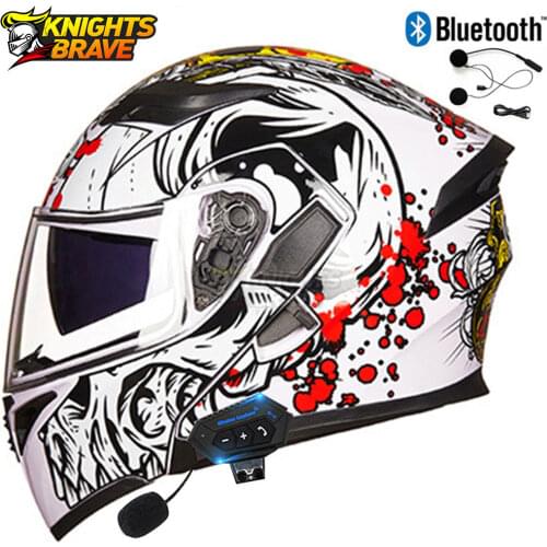 GXT Motorcycle Bluetooth Helmet Flip Up Casco Moto Men Motorbike Motocross Riding Helmet Doublel Lens Motorcycle Capacete DOT