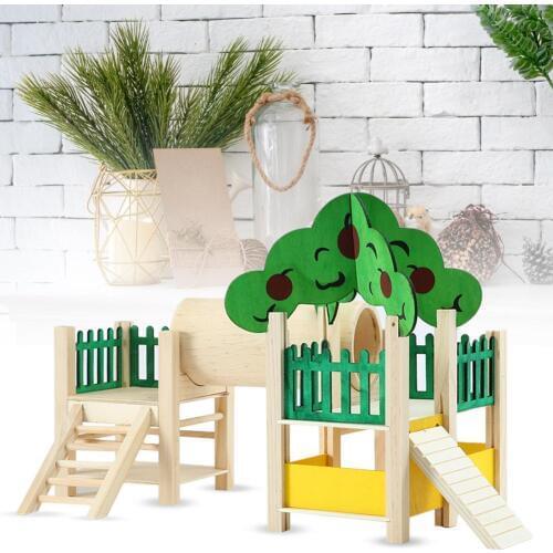 Hamster Playstand Playground Perch Gym Stand Playpen Ladders Exercise Playgym with Feeder Cage Accessories Exercise Toy