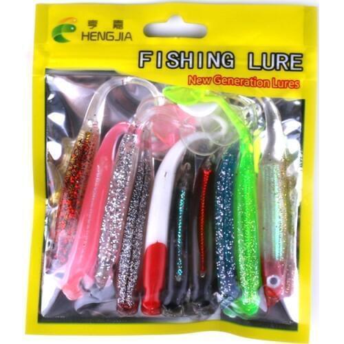 Pesca Artificial 10pcs 5g/10.5cm Soft Lure Shad Worm Swimbaits Jig Head Fly Fishing Silicon Rubber Fish Fishing Lure