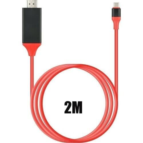 USB 3.1 Type C to HDMI-compatible 4K/1080P Adapter Cable 2M Type C to HDMI-compatible For MacBook For Samsung Galaxy S9/S8
