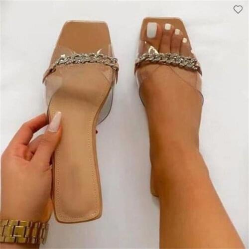Ladies Summer Sandals 2021 Flat Sandals and Slippers Open Toe Sandals Casual Outdoor Slippers Chain Slippers Woman Slippers