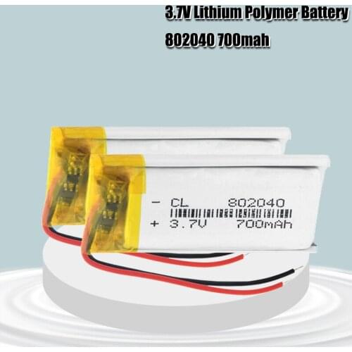3.7V 700mah 802040 Lithium Li Ion Polymer Rechargeable Battery For GPS PSP DVD MP4 pen camera bluetooth hearphone recorder game