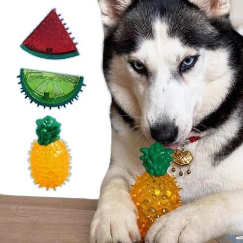 New Pet Toy Molars Cooling Chewing Sounding Fruit Series Summer Ice-cold Watermelon Cool Down Squeak Dog Toys