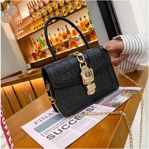 2021 New Ladies Bags Crocodile Pattern Shoulder Bag PU Leather Fashion Diagonal Bag Small Square Bag Mobile Phone Coin Purse
