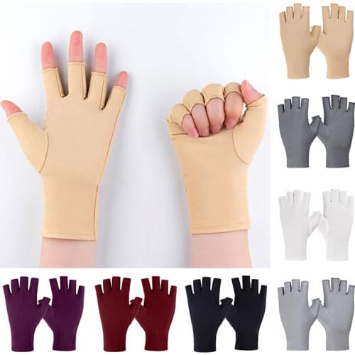 Women Half Fingers Gloves Summer Stretch Thin Semi-Finger Driving Gloves Ice Silk Anti-SliAnti-UV Fingerless Glove
