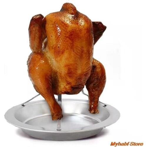 Stainless Steel Chicken Roaster Rack Non-stick Turkey Duck Roaster Holder Rack Barbecue Chicken Grilled Pan Roast Stand BBQ Tool