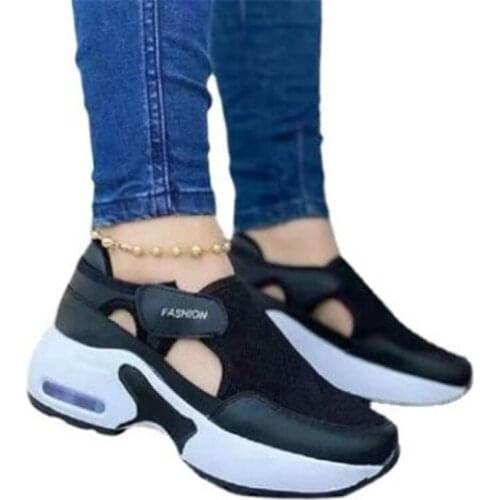 New womens single shoes fashion mesh stitching round head shallow mouth thick bottom non-slip lightweight casual shoes women