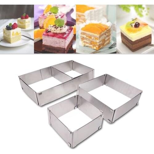 10-18cm Square Adjustable Mousse Cake Mold Stainless Steel Baking Mould Kitchen Accessories Cake Decorating Tools