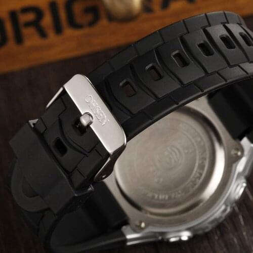 OHSEN 0739 Rubber silicone Watch Band Black with pin buckle