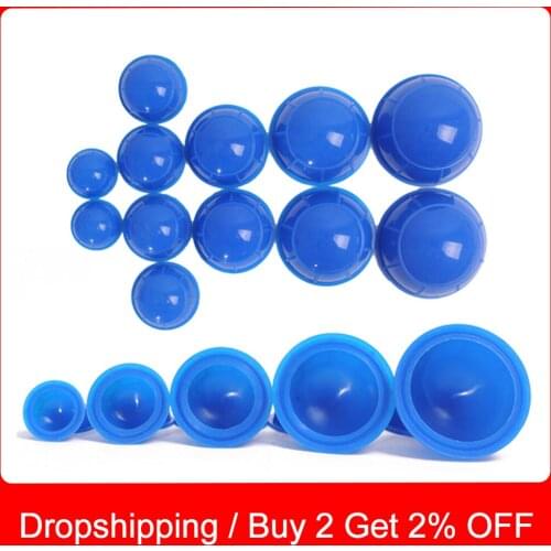 Silicone Vacuum Cans Different Size Massage Jars 12Pcs Cupping Set Neck Back Foot Massager Slimming Anti-cellulite Suction Cups