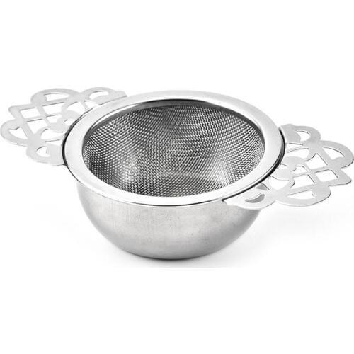 Spice Stainless Steel Tea Strainer With Drip Bowl Easy Clean Loose Leaf Traditional Hanging Herbal Double Ear Infuser Filter 40P