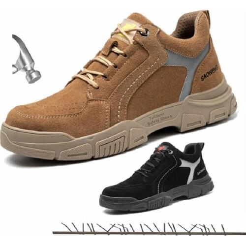 Light Breathable Mens Safety Shoes Steel Toe Work Boots Casual Indestructible Work Shoes Puncture-proof Brand Outdoor Sneakers