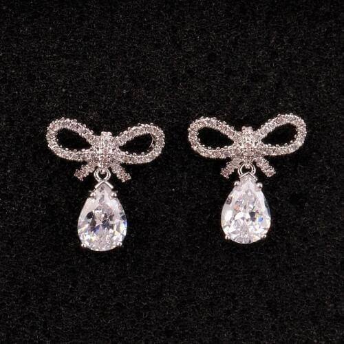 RONGQING 6pair/lot 925 Sterling Silver Rosette Zircon Earrings Nickel Free Water Droplets Earring for Bridesmaid Jewelry Gifts