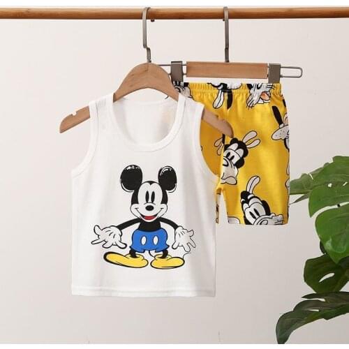 2021 New Kids Vest Set Summer Cotton Baby Girls Vest Shorts 1-6 Years Old Baby Boys Sleeveless 2pcs Childrens Clothing Sets