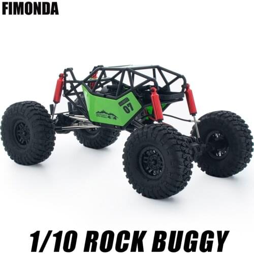 1/10 RC Car Rock Buggy Chassis Set 310mm Wheelbase Nylon Tube Roll Cage Green/Red With Axle 1.9 Wheels Gearbox Motor Shock