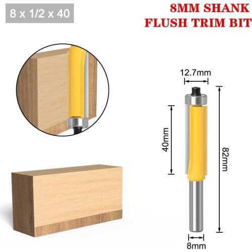 1Pc 8mm SHANK Long Blade Flush Bit Flush Trim Wood Router Bit End Bearing For Woodworking Cutting Tools