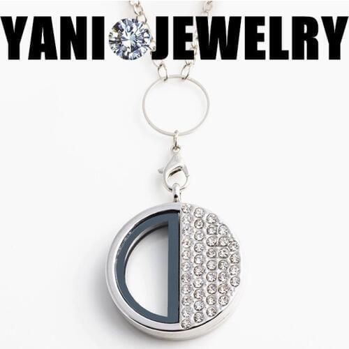 10pcs/lot L34 P20 Rhinestone 36*36mm Round Glass Locket Necklace Pendant Living Memory Photo Charm Locket With Free Chains