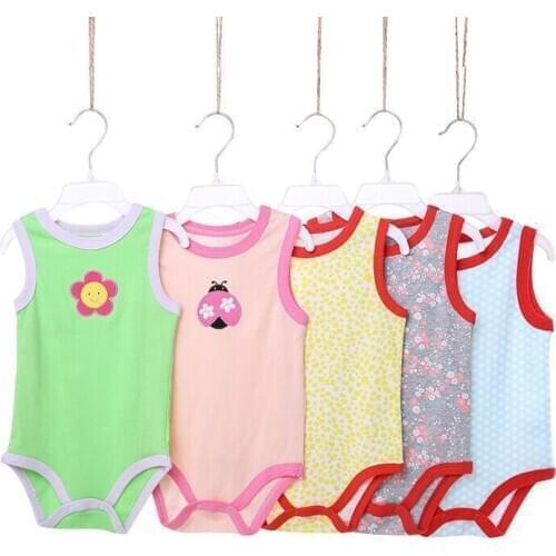 5 Pcs Summer Boy/girl Baby Romper Suit Sleeveless Style Baby Cotton Suit Newborn Clothes