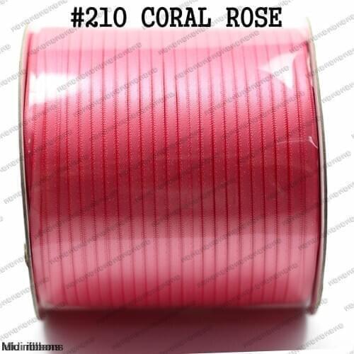500 yards/Roll 3mm Double Face Satin Ribbon Solid Color Satin Ribbon DIY Handmade Clothing Accessories #210 Coral Rose