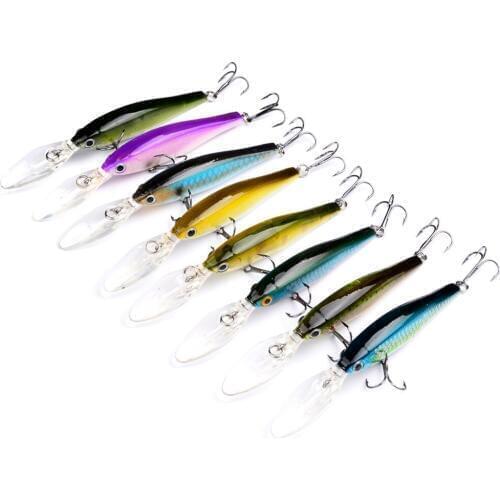 8PCS Crank Minnow Fishing Crankbait Fish Bass lure hook baits 11.5cm/11g