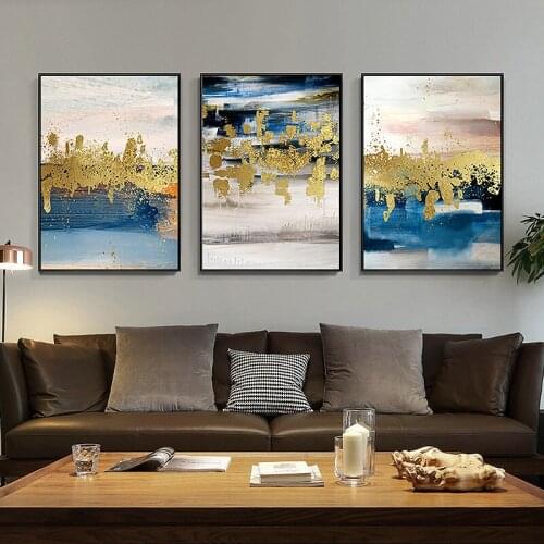 Abstract Golden White Block Canvas Paintings Fahsion Posters Prints Big Wall Art Picture For Living Room Aisle Modern Home Decor