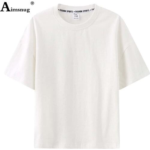 Aimsnug T-shirt Kids Unisex Round Neck Short Sleeve Tees Children Boys Girls Casual Shirt 2021 Summer Leisure Tops White Black