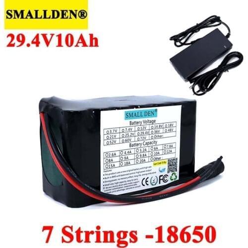 24V 10Ah 7S3P 18650 Rechargeable battery pack 29.4V Electric bicycle moped li-ion batteries with 15A BMS Protection + Charger