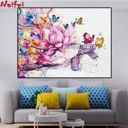 Diy Square round drill diamond painting cross stitch Full 100% cover embroidery"abstract flowers Sea turtle"diamond embroidery k