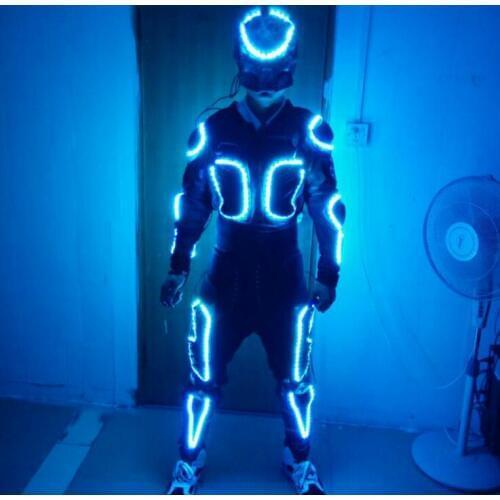 Free shipping Chage 7 color LED costumes with mask for stage show dancing dj / Christmas robot led suit