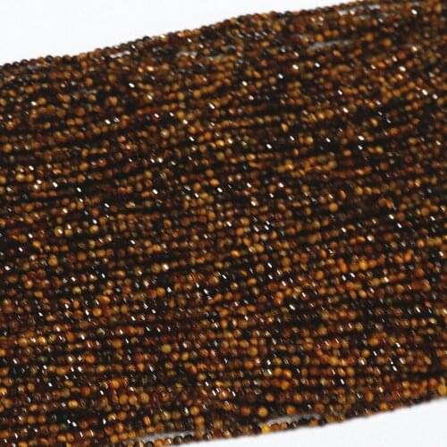 2mm 3mm natural tiger stone faceted round loose beads for jewelry making diy necklace bracelet spacers accessories 15inch B471