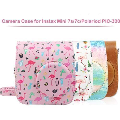 Camera Case for Fujifilm Instax Mini 7s 7c Instant Camera and PIC-300, PU Leather Protective Carrying Bag with Shoulder Strap