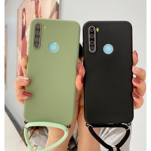Silicone Soft TPU Candy Color Lanyard Case xiaomi MI A1 A2 8 9 10LITE 10 A3LITE 9SE CC9 Necklace Hang Strap Crossbody Phone Bag