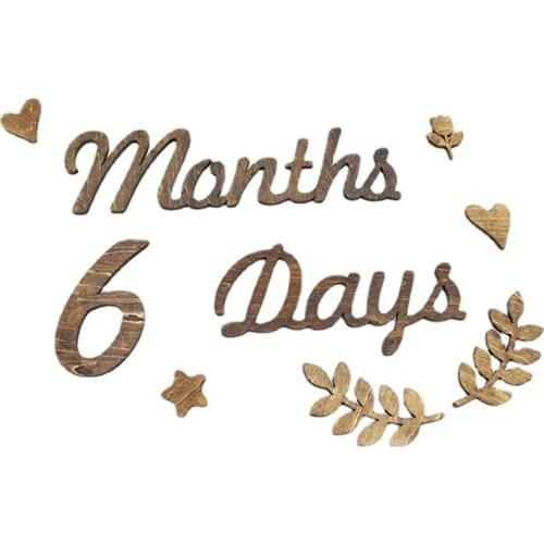D7WF 18 Pcs/Set Baby Milestone Cards Newborn Photography Props Numbers Engraved Cutouts Days Months Wooden Chips