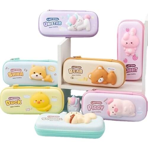 Decompress Gift Box Creative Cartoon Animal Shape 3D Cute Cat Pen Case Pencil Pouch Kids Gifts School Supplies