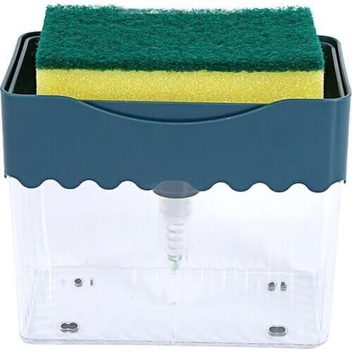 Kitchen Soap Dishwashing Detergent Press Dispenser Sponge Cleaning Pad Container