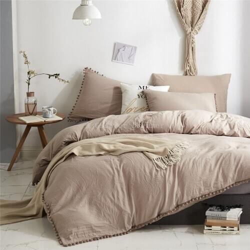 Design Solid Color King Bedding Set Polyester Sanding Fabric Beddings Bed Sets Soft US Size Bed Linens Luxury Home Textiles