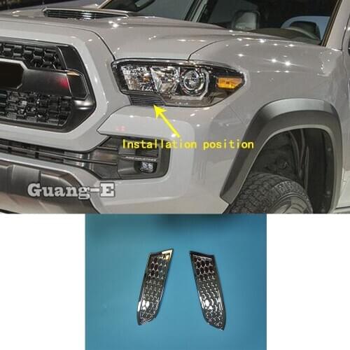 For Toyota Tacoma 2015 2016 2017 2018 2019 2020 Car Sticker Head Front Molding Eyebrow Trim Light Lamp Frame Cover Parts