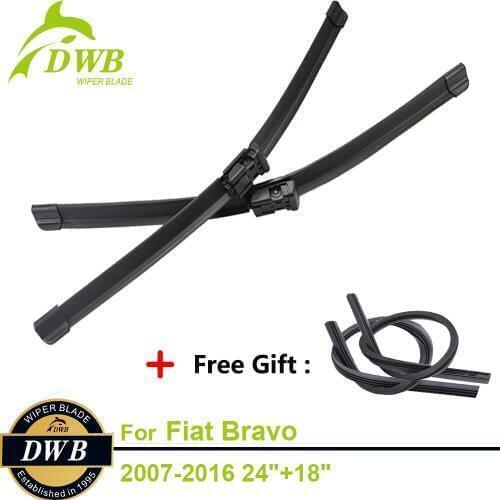 2PCS ECO Wiper Blades for Fiat Bravo 2007-2016 24"+18", Free 2Pcs Rubbers, Good Windshield Wipers