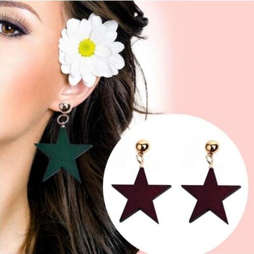 Ey150 2018 Vintage simple Logs fresh five-pointed star earring Fashion temperament personality Female charm jewelry