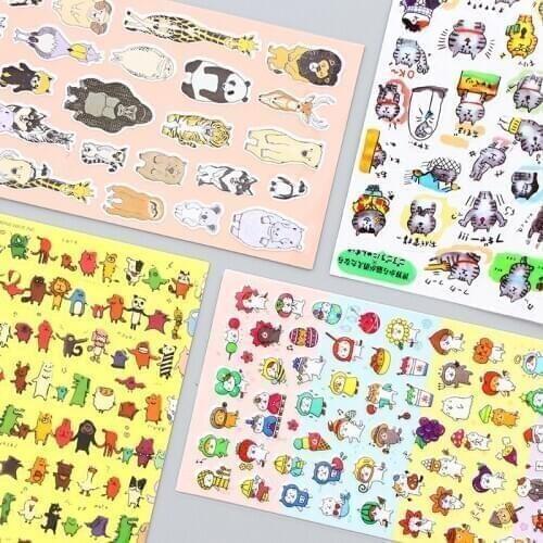 Creative Stationery Stickers Cartoon Animal Cat PVC Waterproof Cute Home Decor Computer Decorative DIY Luggage Sticker Kids Toy