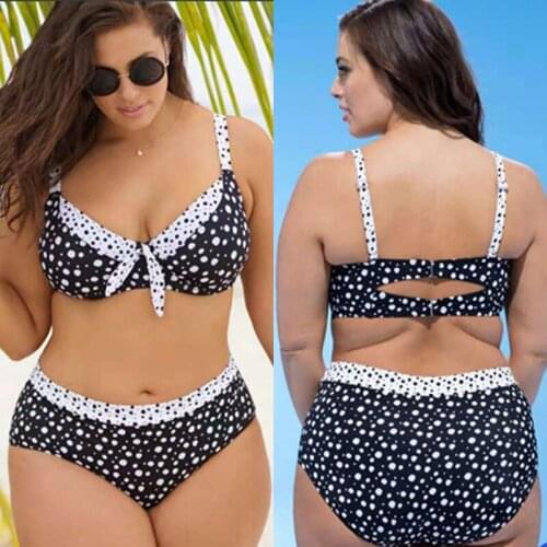 Summer 2021 Ladies Plus Size Swimsuit Beach Bikini Set Woman Dot Plus Size Swimwear Female