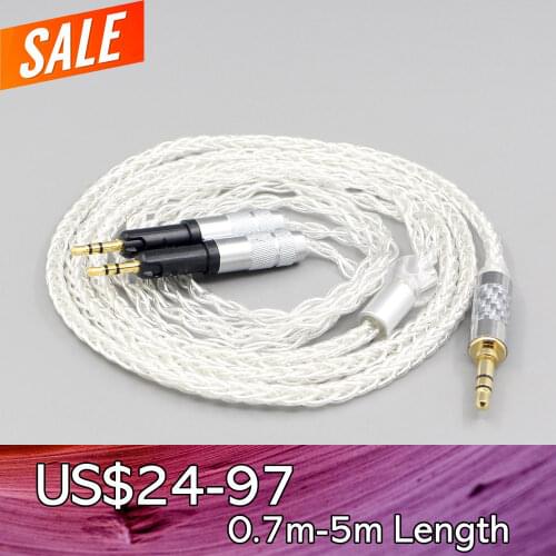 LN007468 4.4mm 6.35mm xlr 2.5mm 8 Core Transparent Silver Plated Braided Earphone Headphone Cable For Audio-Technica ATH-R70X