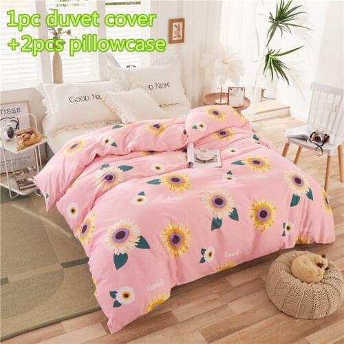 Pink Cute Duvet Cover Sets Cotton Quilt Cover Single Double Full Queen King Bedding Sets 2pc Pillowcase Flowers Comforter Cover