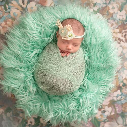 Clearance!Soft Faux Fur Long Pile Newborn Blanket backdrop Baby Cushion Basket Stuffer Filler for Newborn Baby photography props