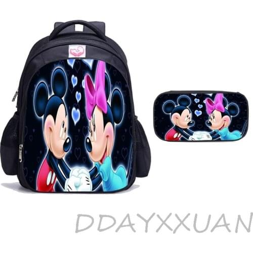 2021 New Disney Children Backpack Mickey Mouse Cartoon School Bag Student Large Capacity Backpack for Boys Girls Gift Kids Bags
