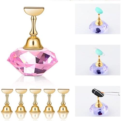 Oval Crystal Nail Art Polish Holder Showing Shelf Magnetic Nail Display Practice Stand False Nail Tip DIY Manicure Tool #291427