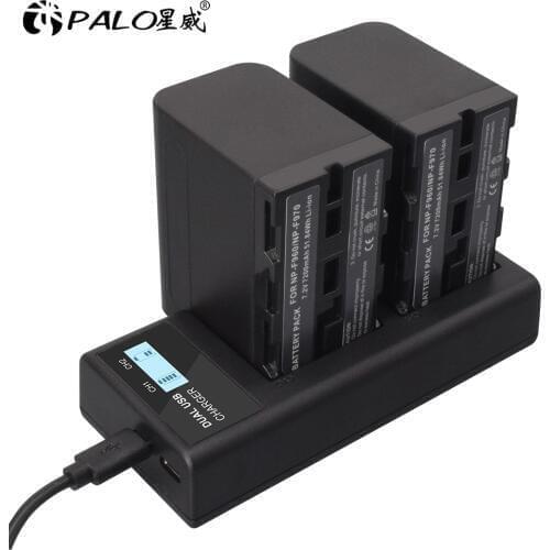 PALO NP-F970 NP F960 F970 camera battery 7200mAh+LCD Dual slot battery charger for SONY F930 F950 F770 F570 CCD-RV100