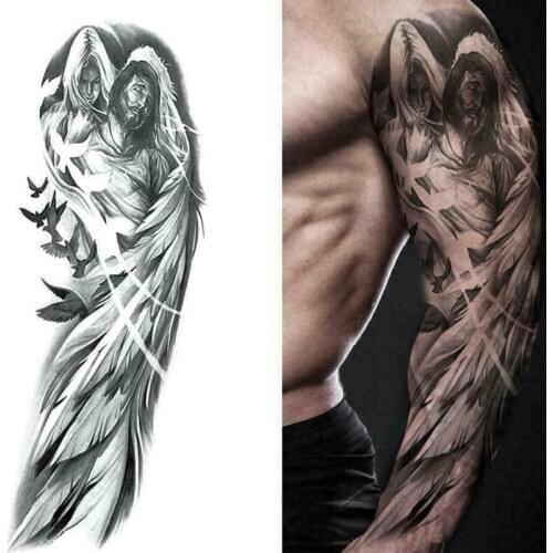 Couple Arm Jesus Lion Tiger Tattoo Waterproof Temporary Tattoo Sticker Fake Tattoo Body Animal Totem Tattoo
